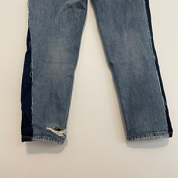 BLANK NYC BLANKNYC Patchwork Distressed Side Striped Crop Girlfriend Jeans Boho - Picture 14 of 14